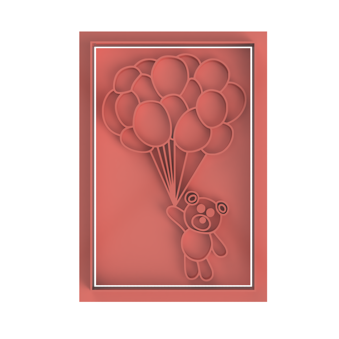 Bear with Balloons cookie cutter with stamp