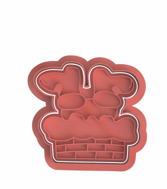 Santa in the Chimney cookie cutter with stamp