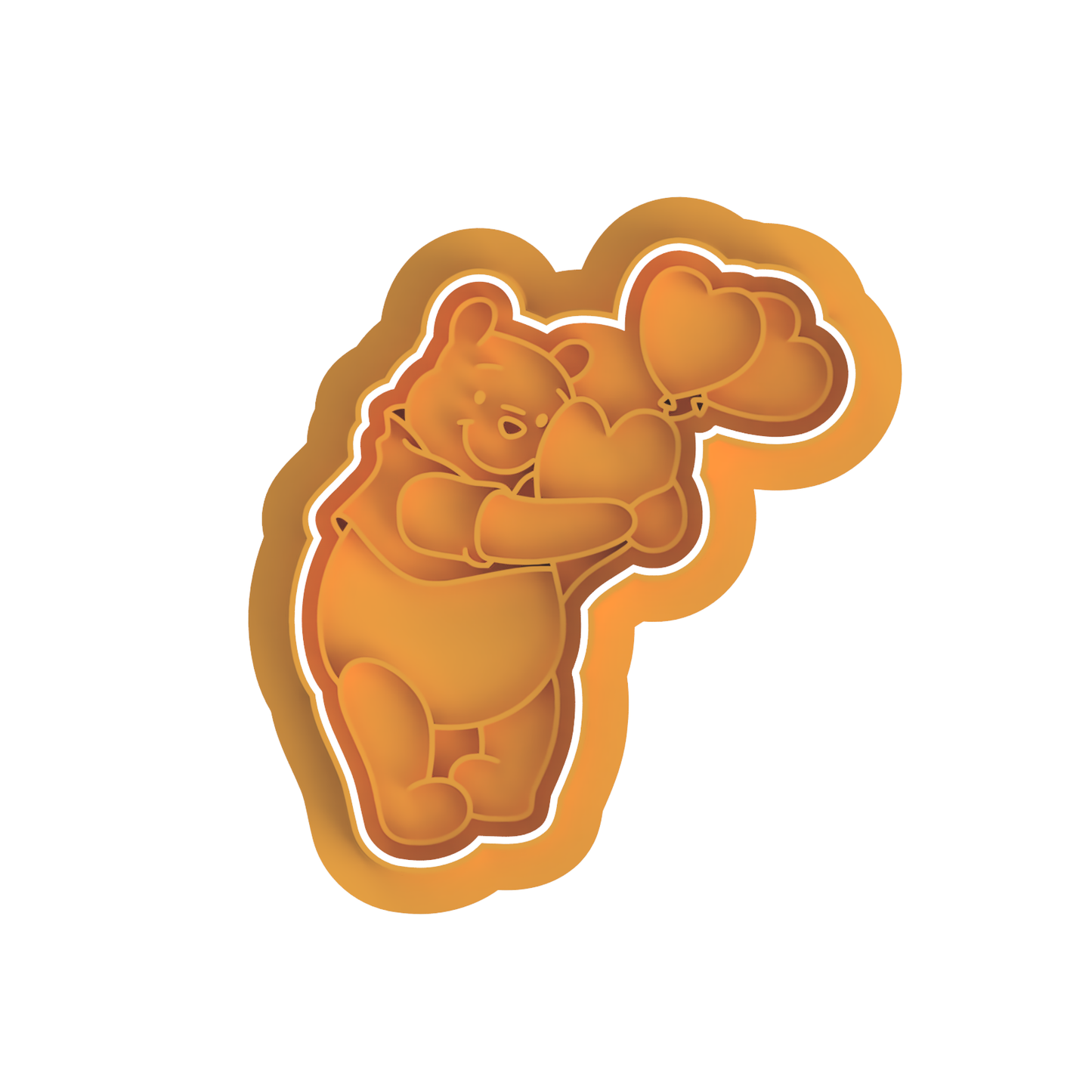 Winnie the Pooh hearts cookie cutter with stamp