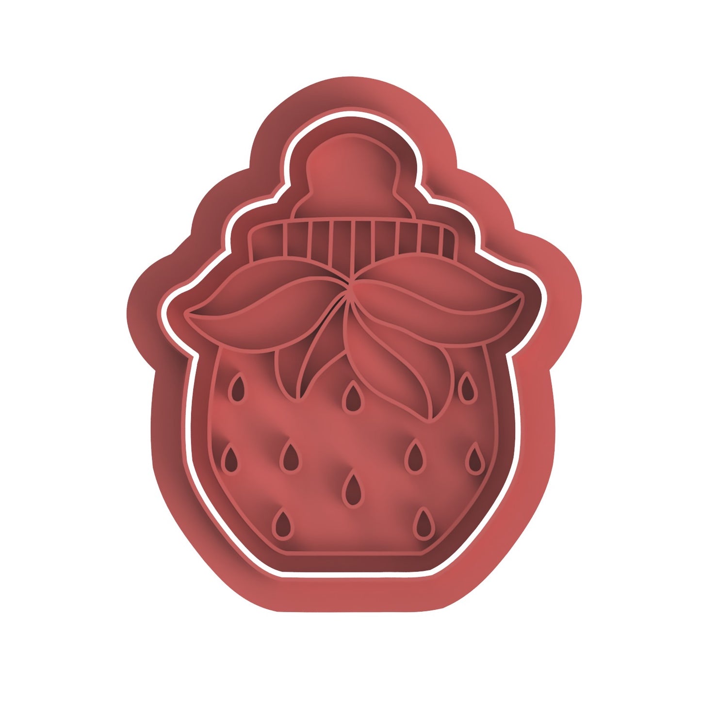 Strawberry baby bottle cookie cutter with stamp