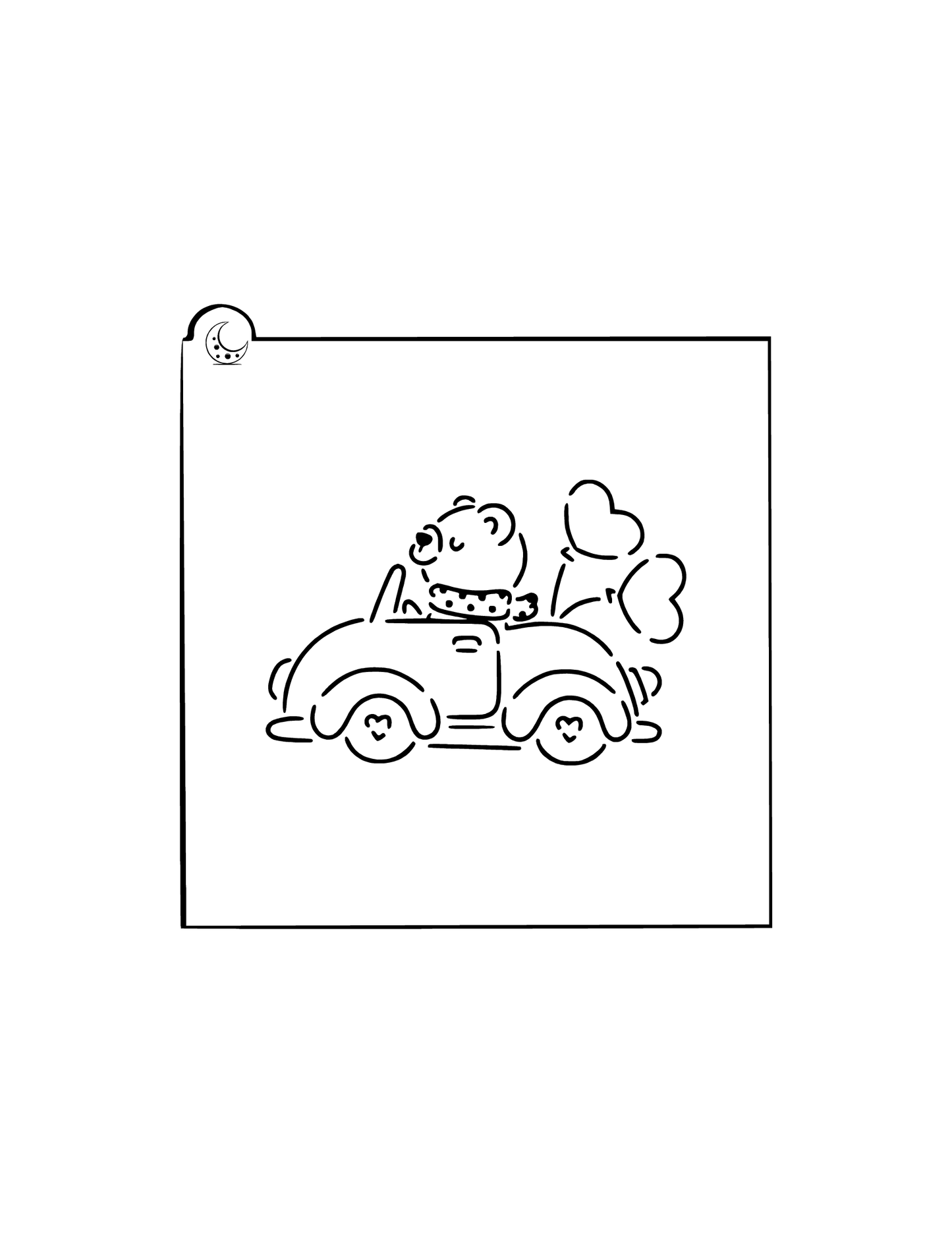 Bear Car Heart Balloons Cookie Stencil