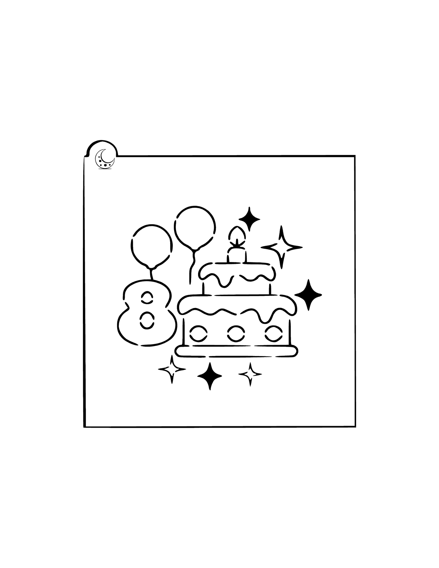Birthday cake 8 Cookie Stencil