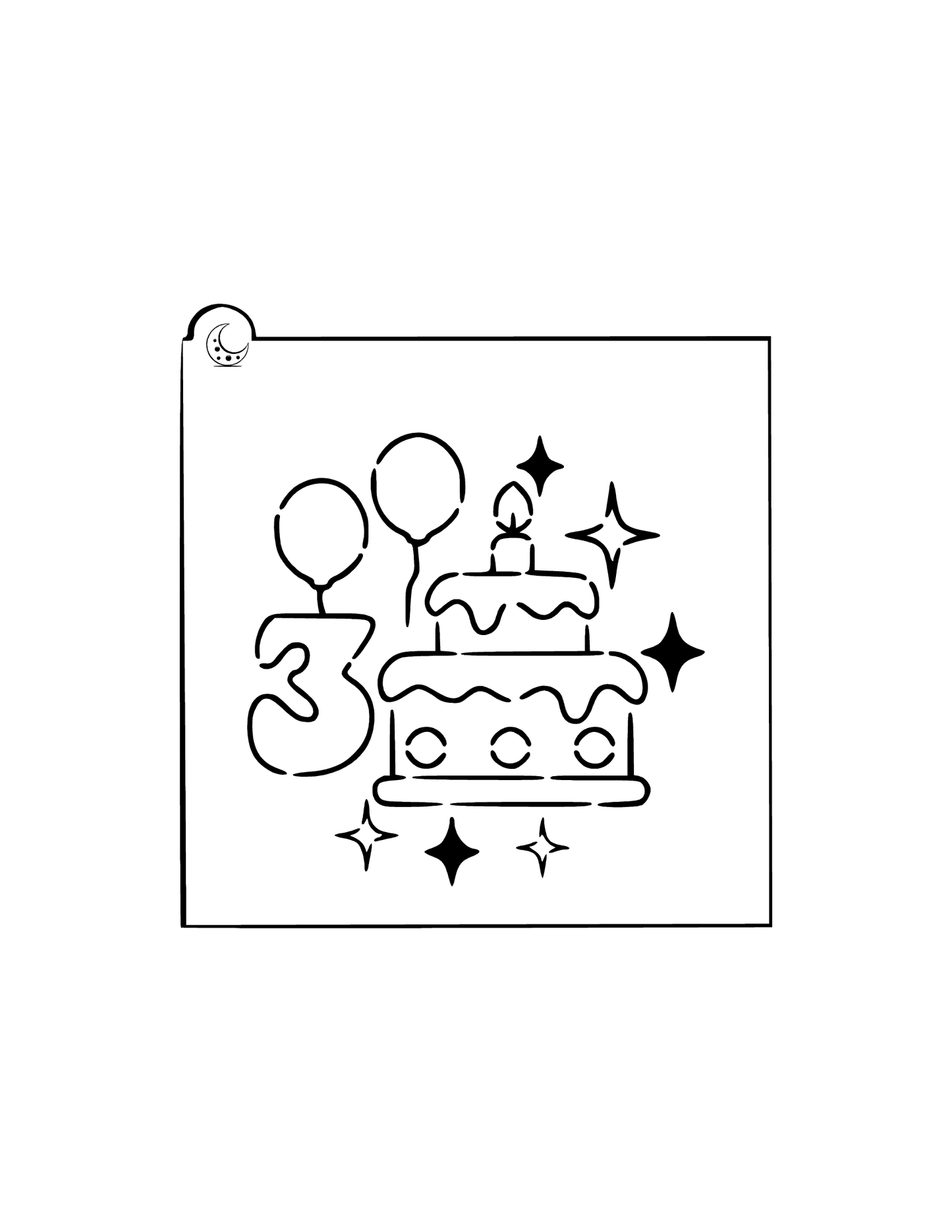 Birthday cake 3 Cookie Stencil