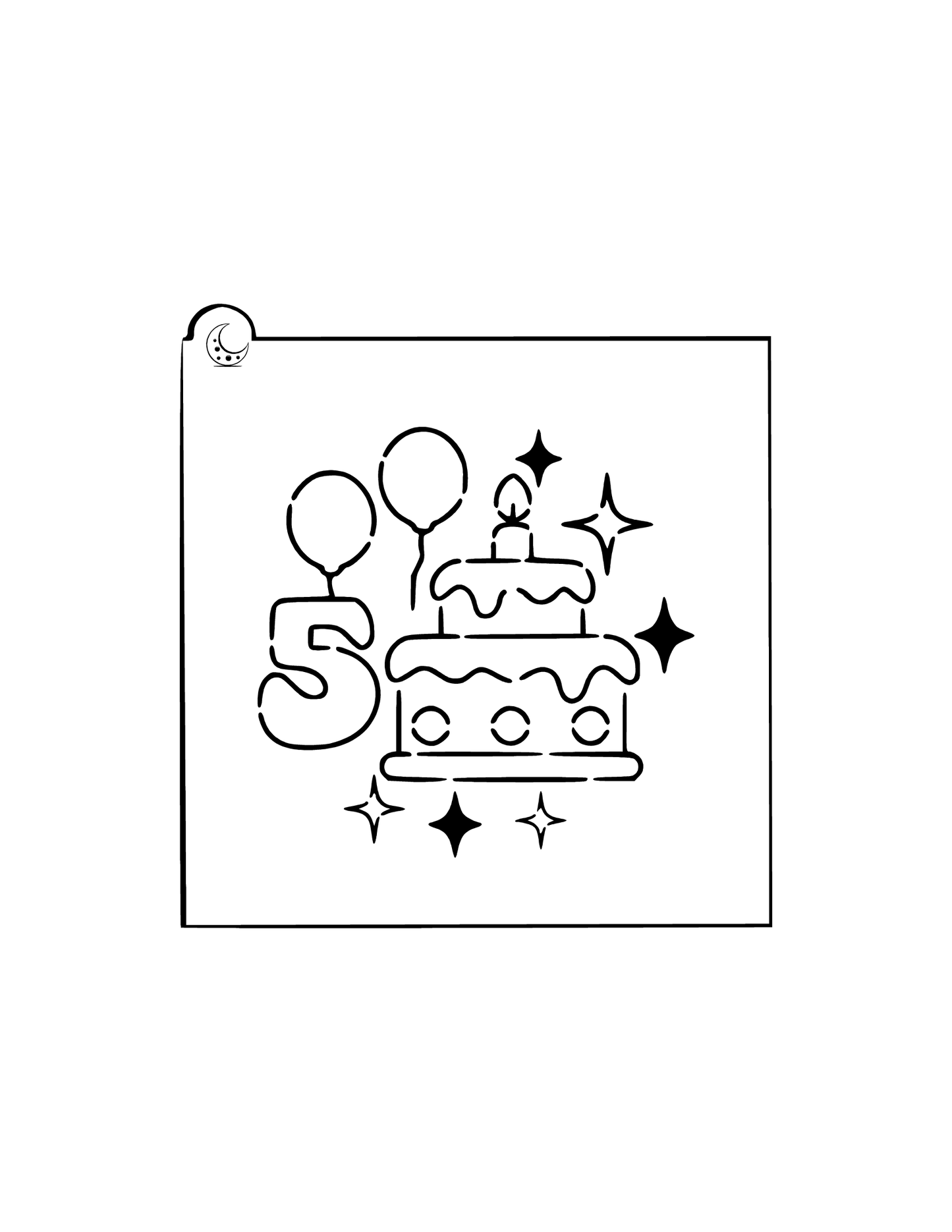 Birthday cake 5 Cookie Stencil