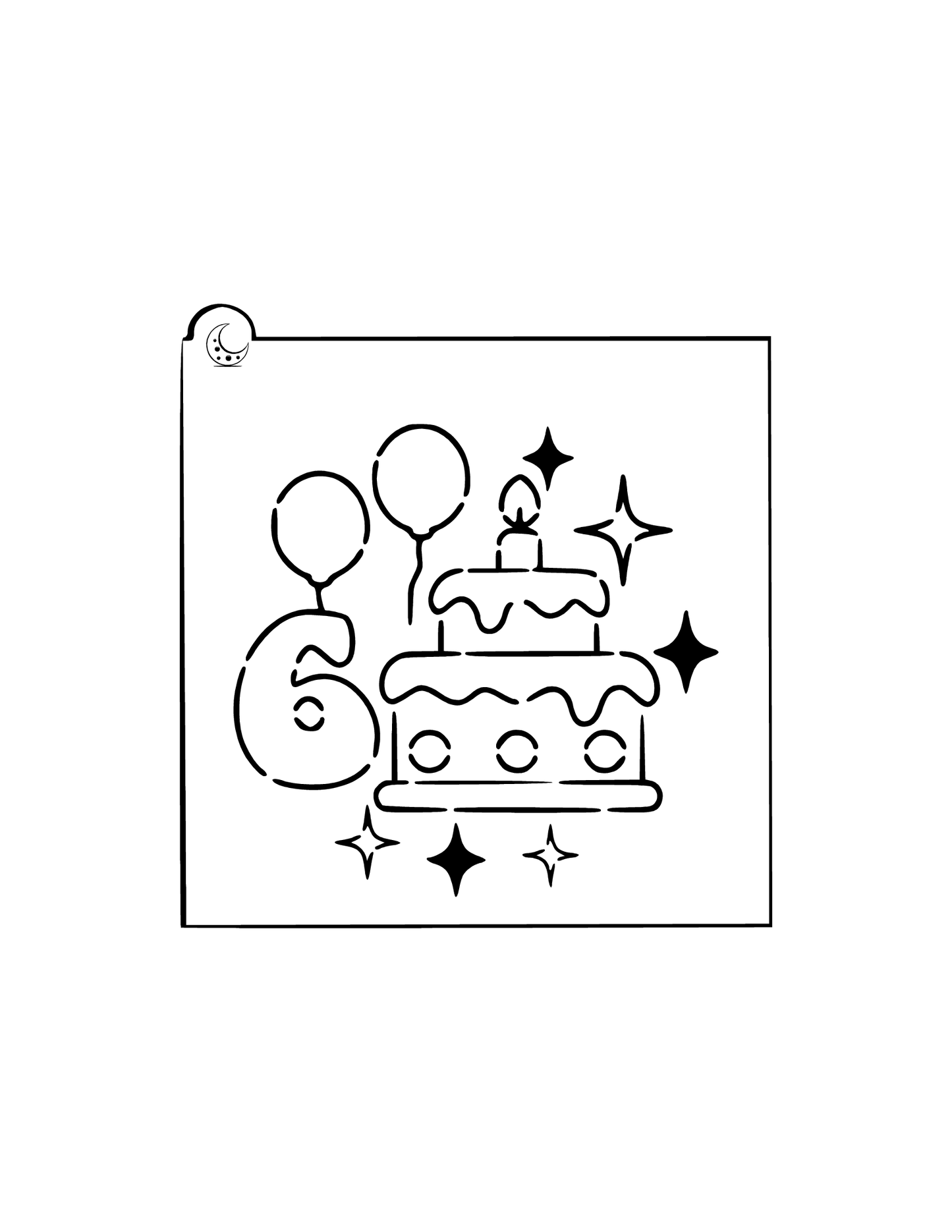 Birthday cake 6 Cookie Stencil
