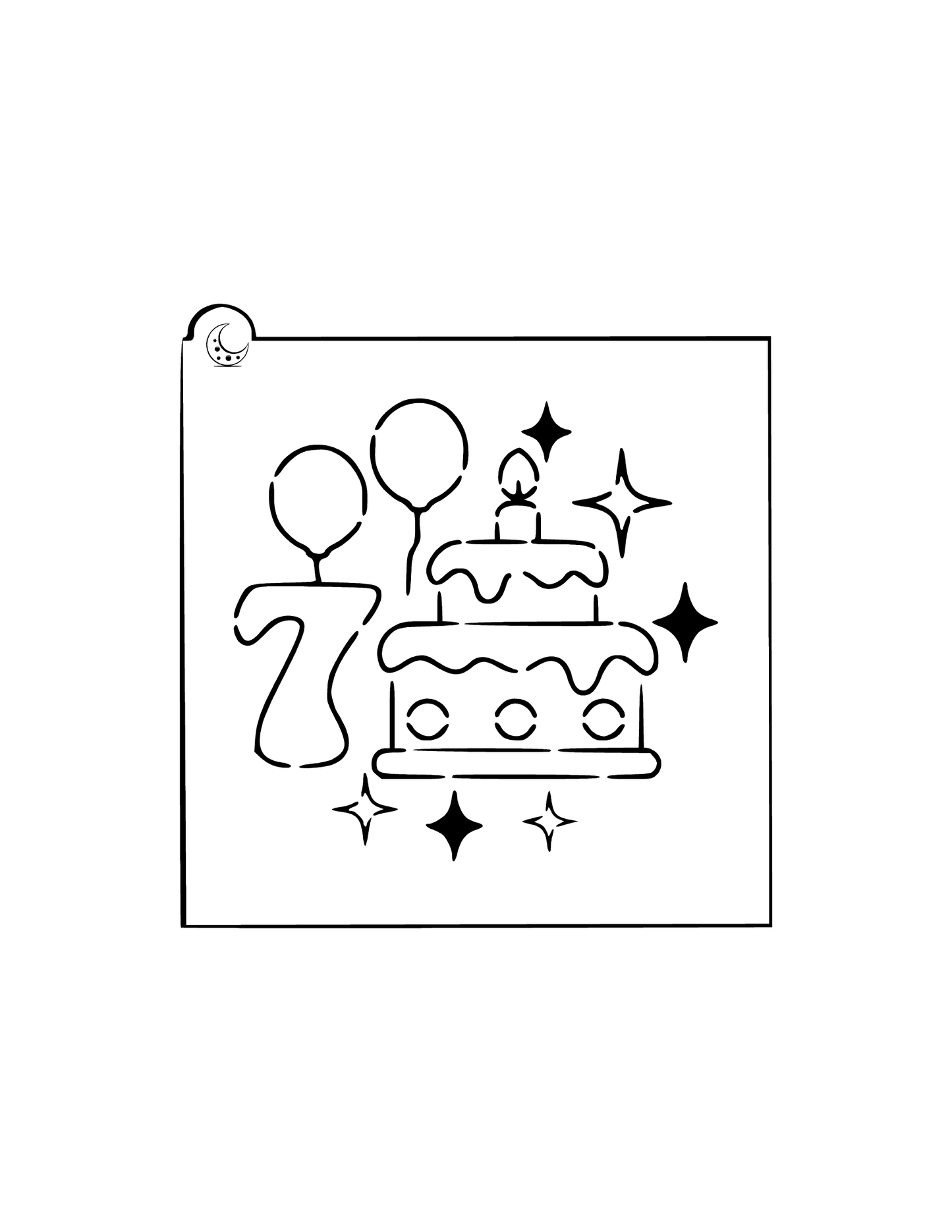 Birthday cake 7 Cookie Stencil