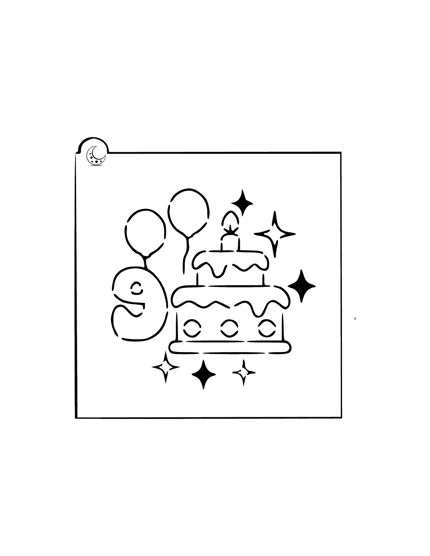 Birthday cake 9 Cookie Stencil