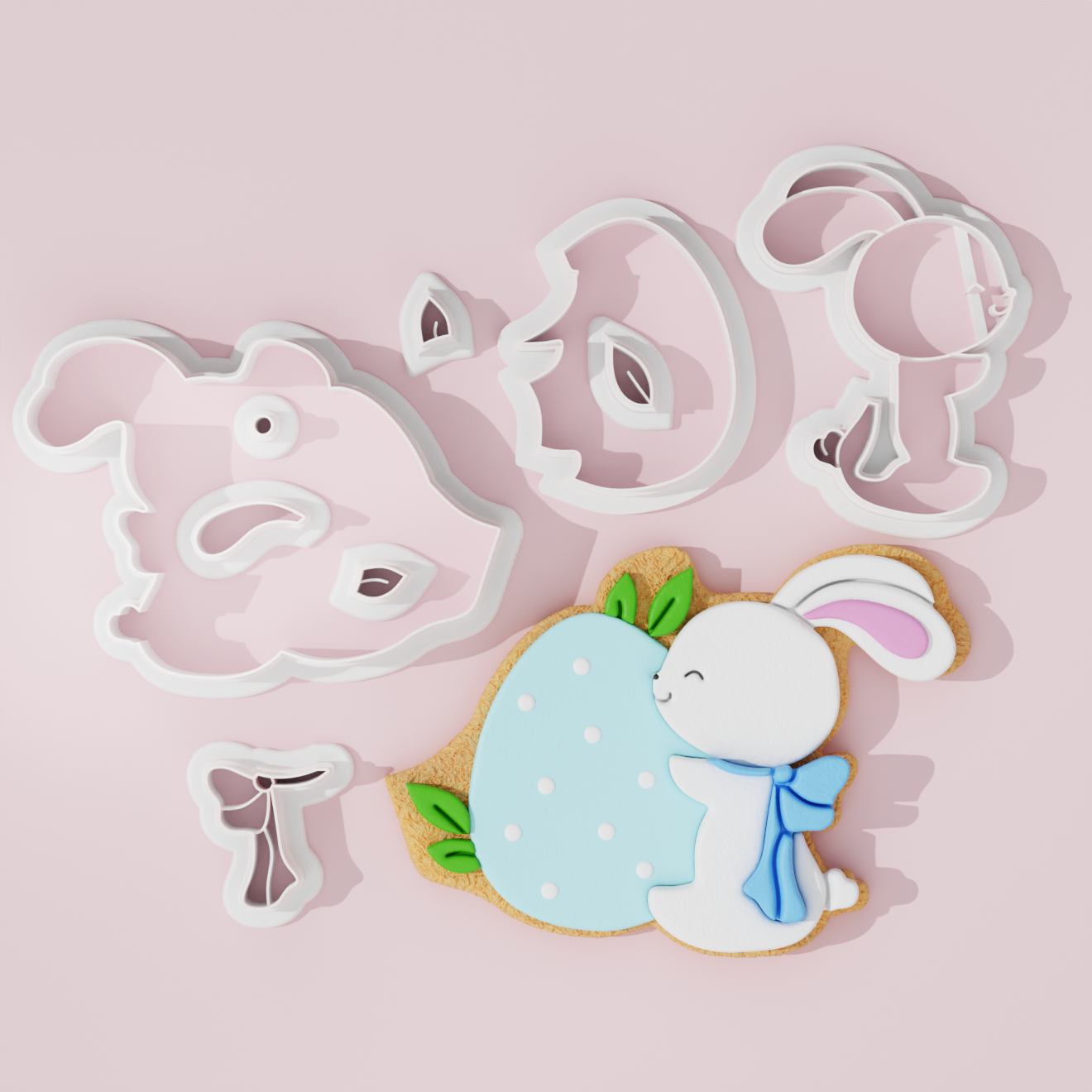 Bunny holding egg cutter fondant