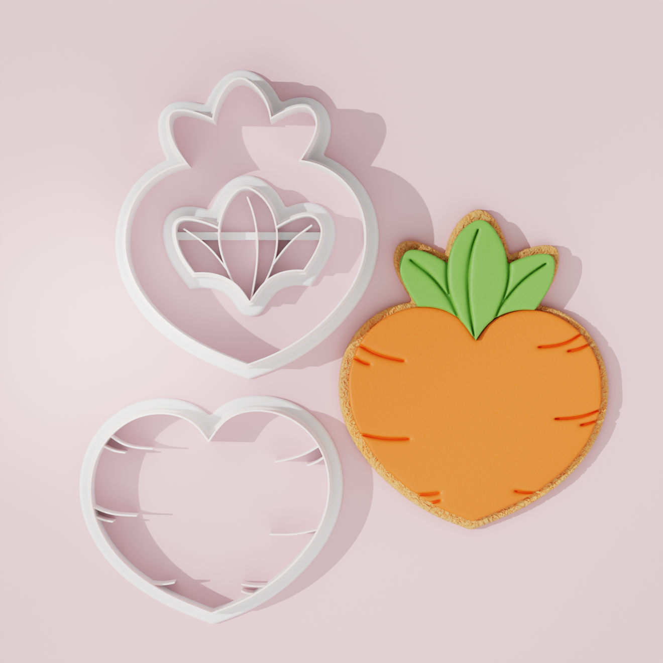 Easter carrot heart cutter fondant