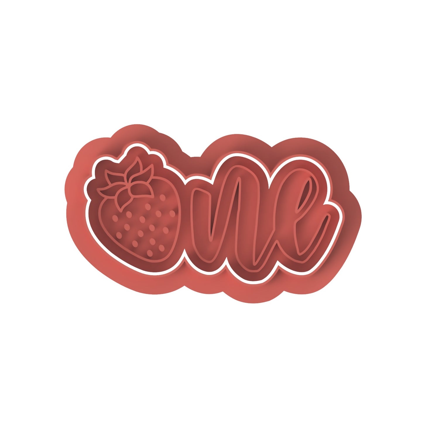 One Strawberry cookie cutter with stamp