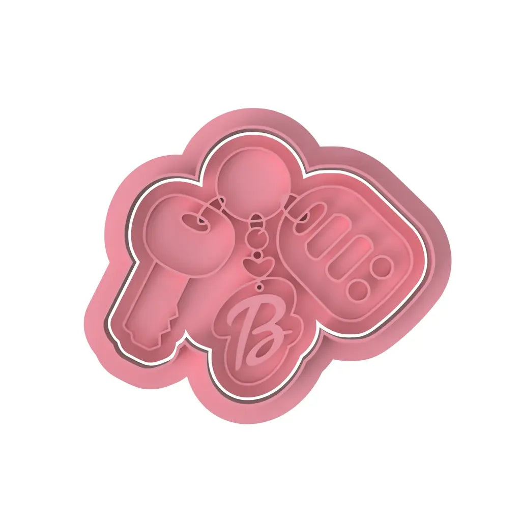 Barbie Car Keys cookie cutter with stamp
