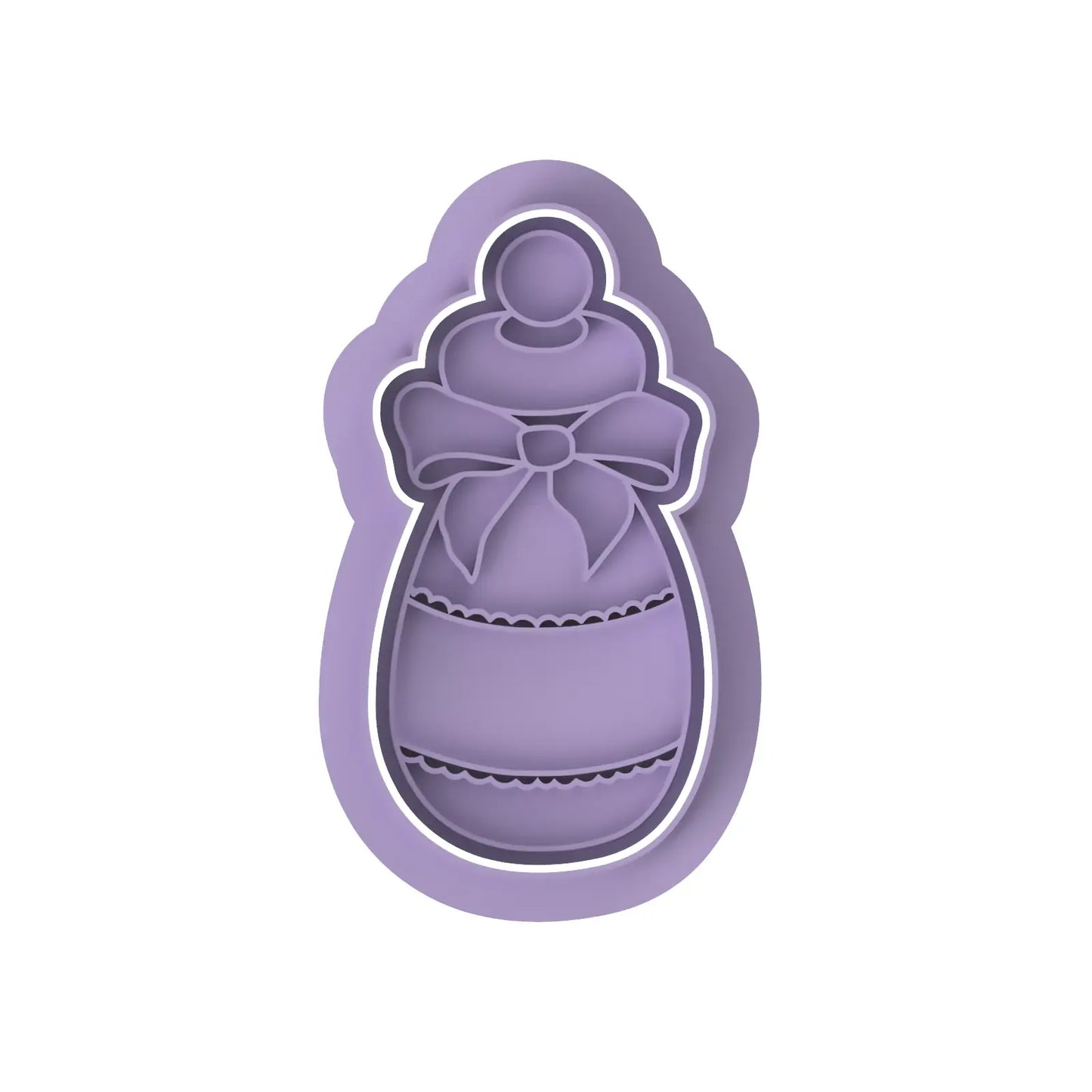 Baby Bottle With Bow cookie cutter with stamp
