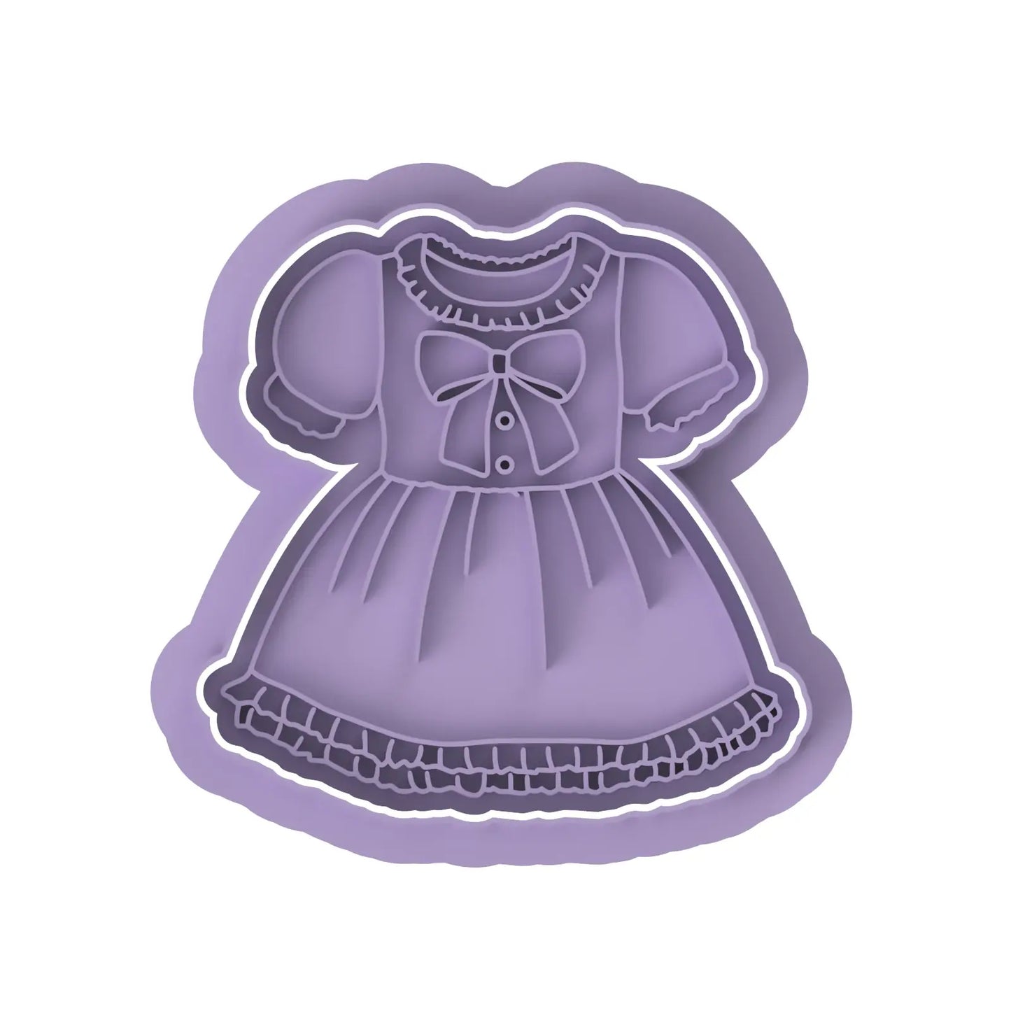 Ruffled Baby Dress cookie cutter with stamp