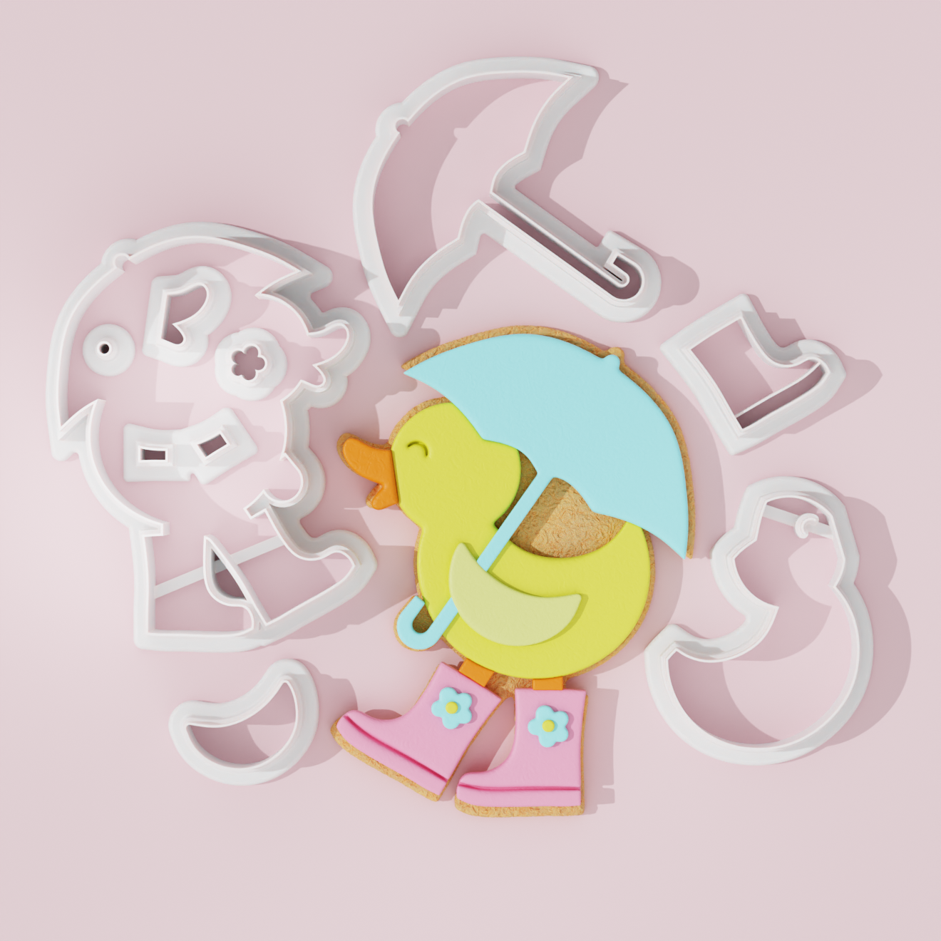 Easter duck with rainboots cutter fondant