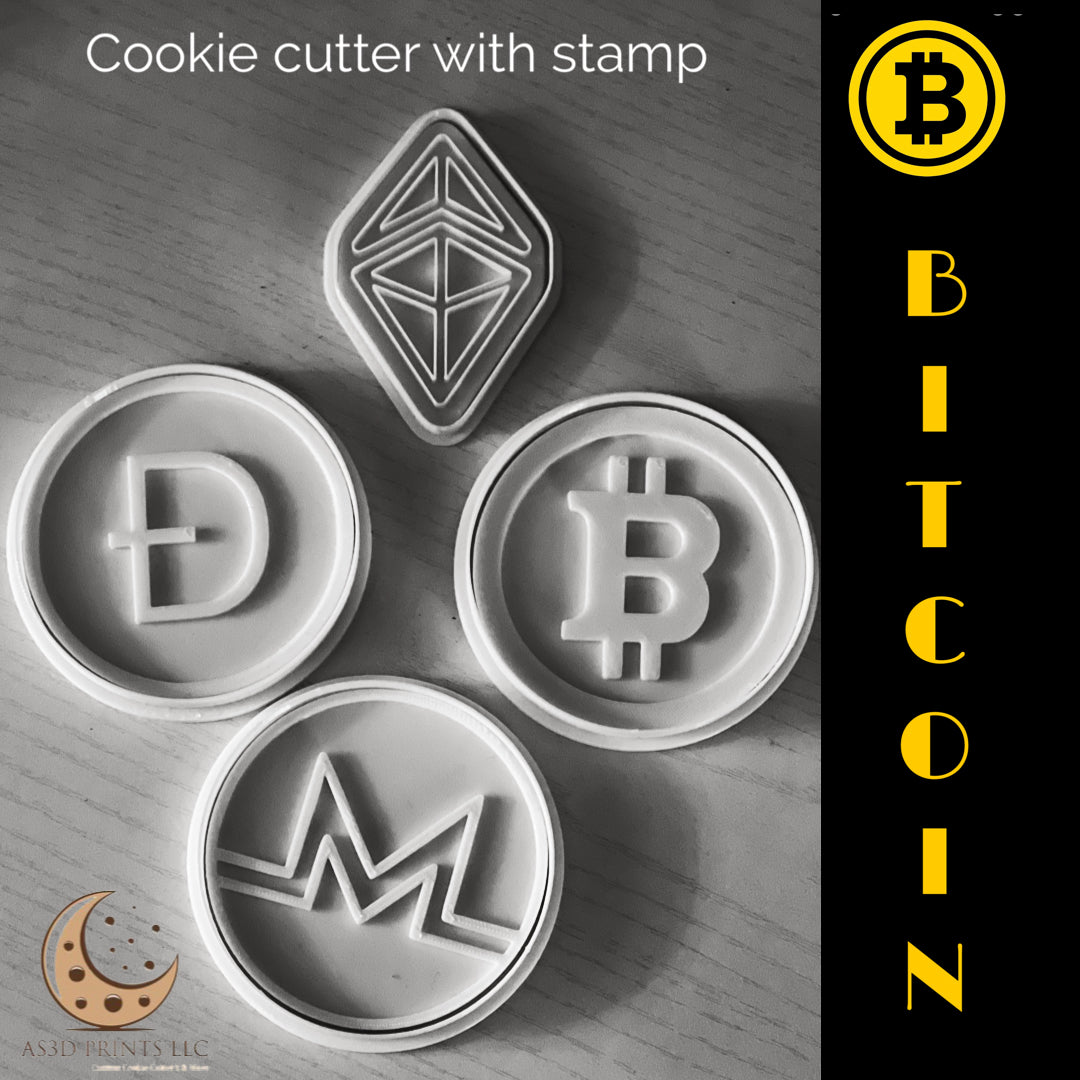 Bitcoin cookie cutter with stamp
