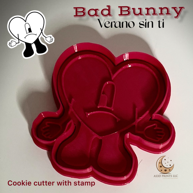 Bad Bunny cookie cutter with stamp