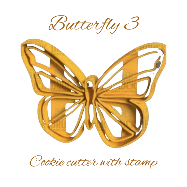 Butterfly #3 cookie cutter with stamp