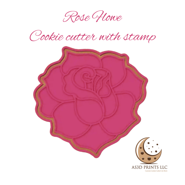 Rose Flower cookie cutter with stamp