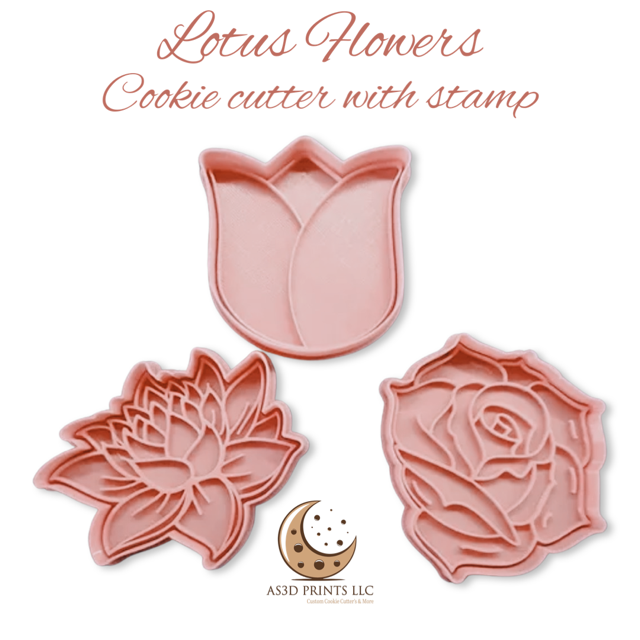Lotus Flower cookie cutter with stamp