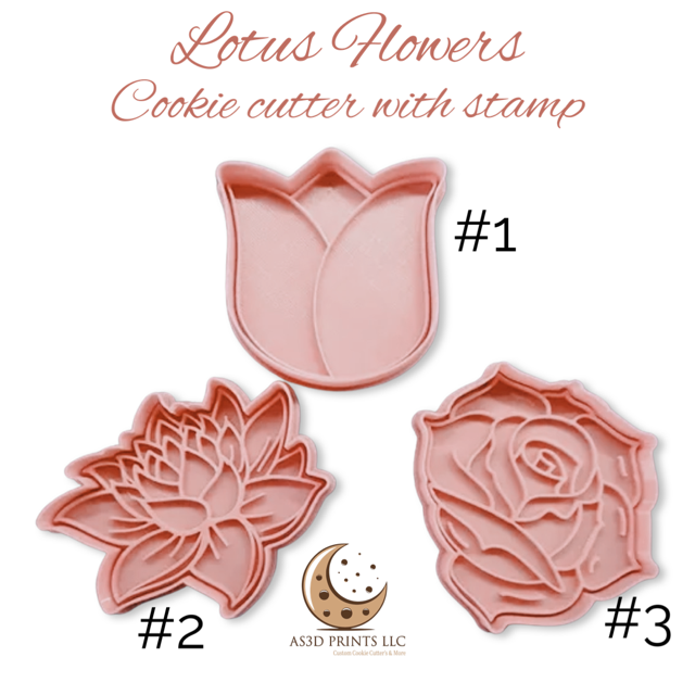 Lotus Flower cookie cutter with stamp