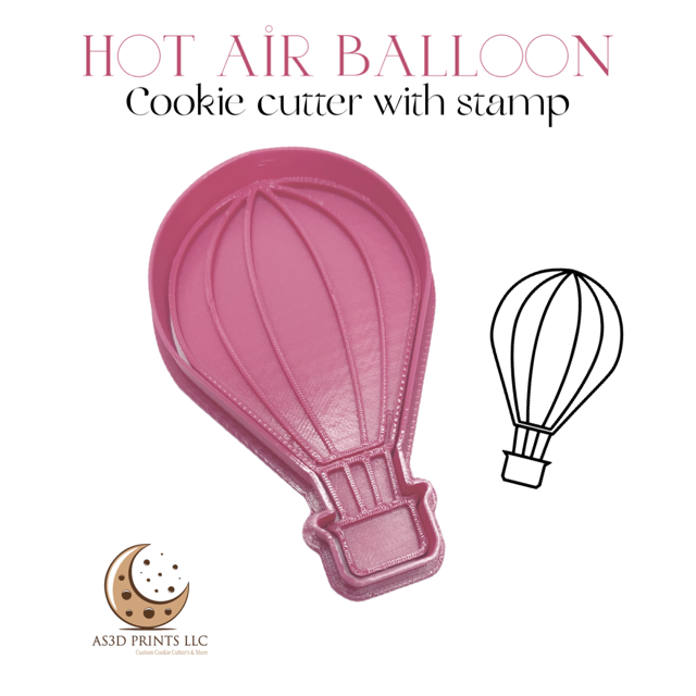 Hot Air Balloon cookie cutter with stamp