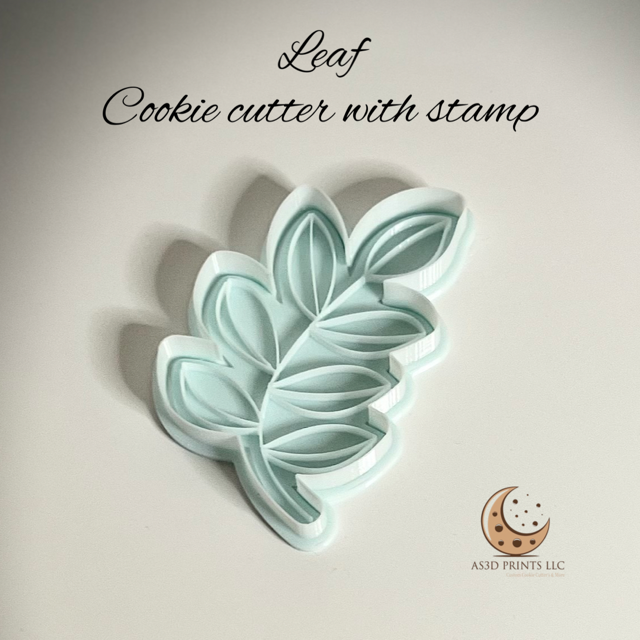 Leaf cookie cutter with stamp