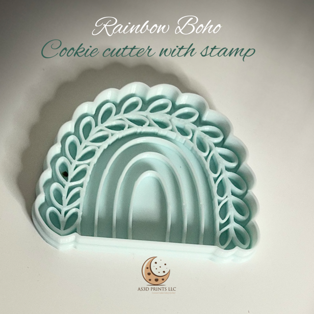 Rainbow Boho cookie cutter with stamp