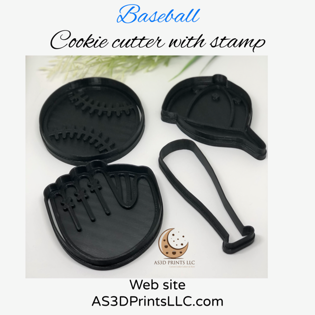 Baseball cookie cutter with stamp