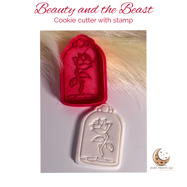 BEAUTY AND THE BEAST cookie cutter with stamp