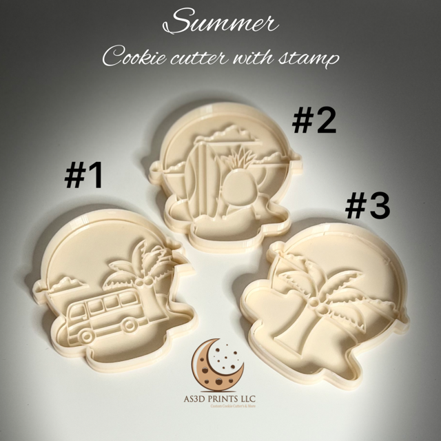 Summer cookie cutter with stamp