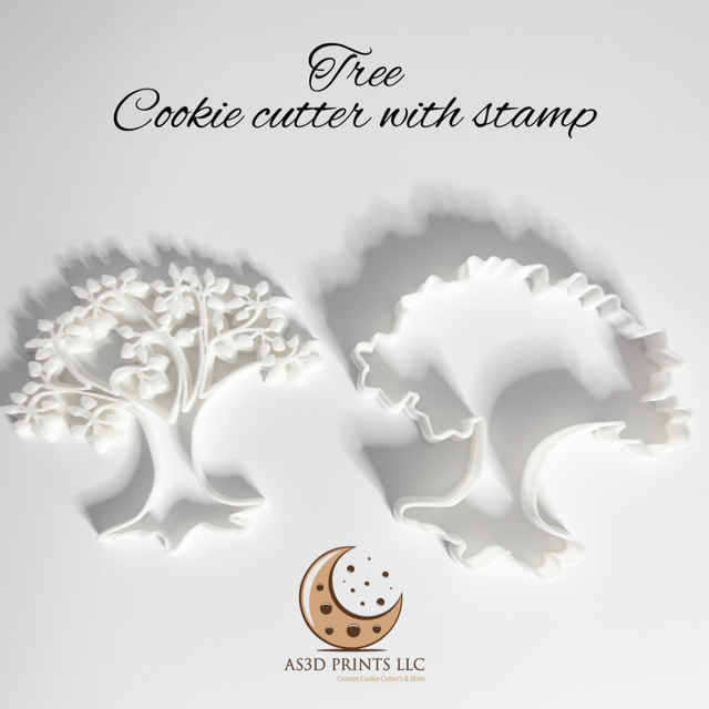 Tree cookie cutter with stamp