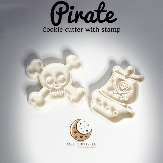 Pirate cookie cutter with stamp