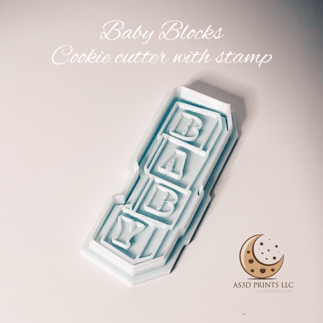 Baby Blocks cookie cutter with stamp
