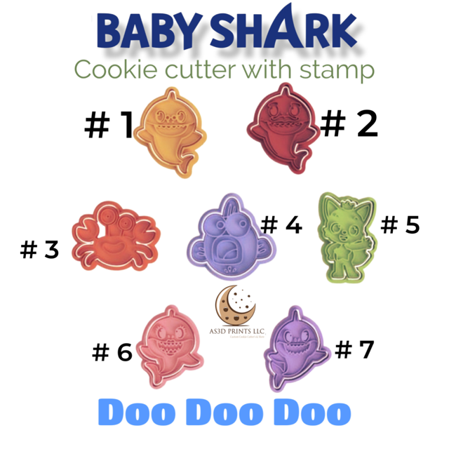 Baby Shark cookie cutter with stamp