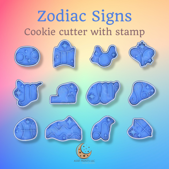 Zodiac Signs cookie cutter with stamp