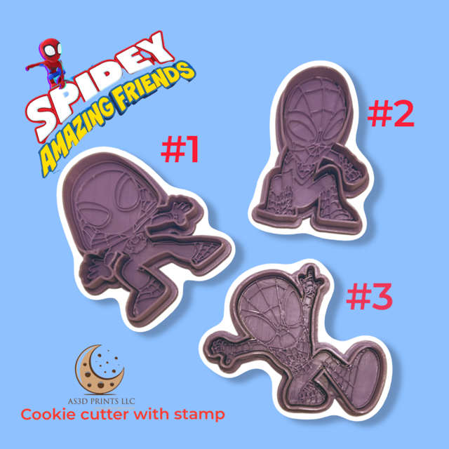 SPIDEY cookie cutter with stamp