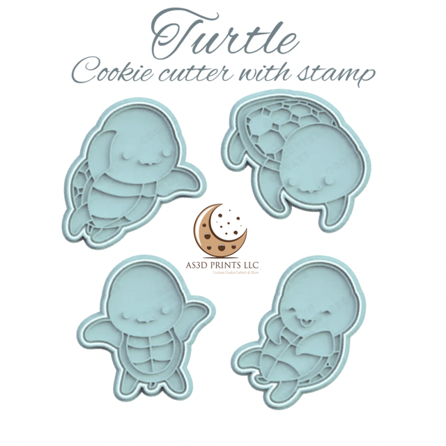 Turtle cookie cutter with stamp