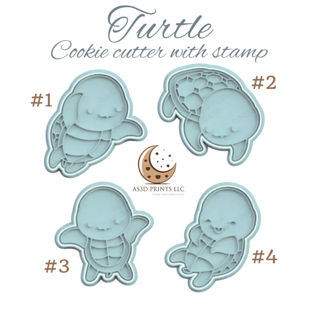 Turtle cookie cutter with stamp