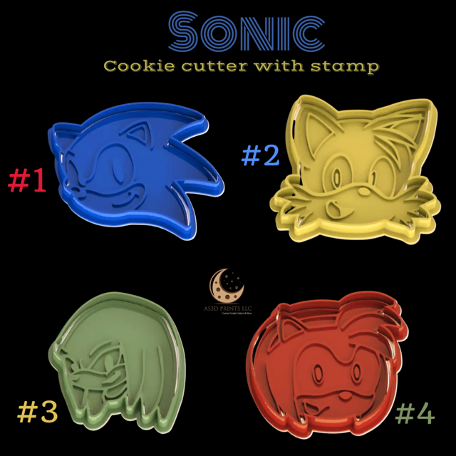 Sonic cookie cutter with stamp