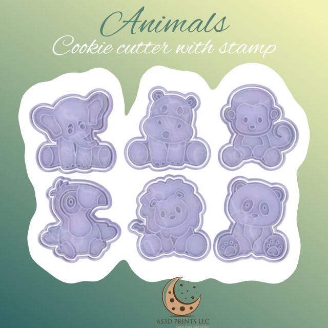 Animals cookie cutter with stamp