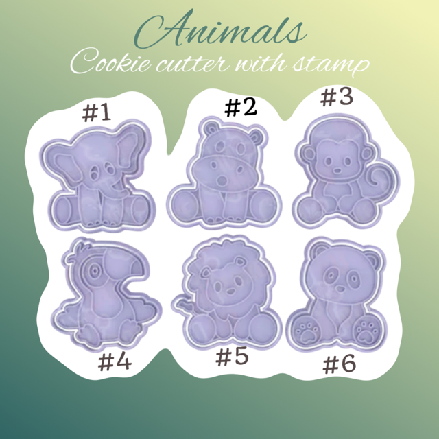 Animals cookie cutter with stamp
