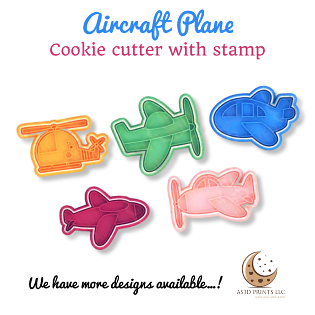 Aircraft Plane cookie cutter with stamp