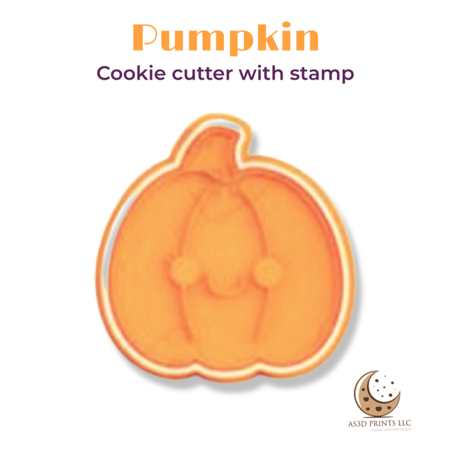 Pumpkin cookie cutter with stamp