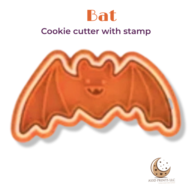 Bat cookie cutter with stamp