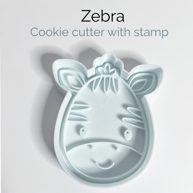 Zebra Face cookie cutter with stamp