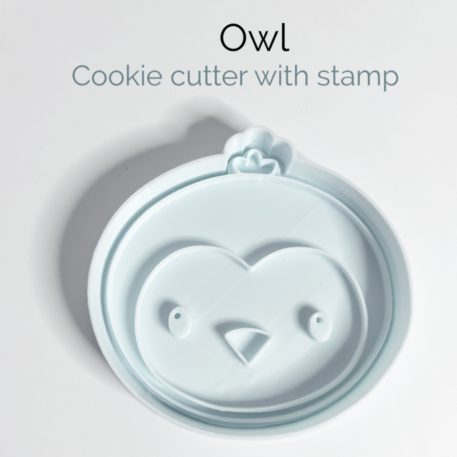 Owl Face cookie cutter with stamp