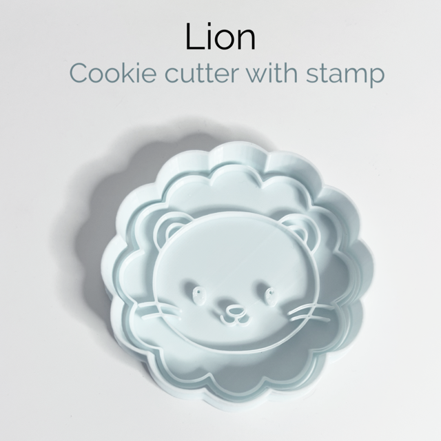 Lion Face cookie cutter with stamp