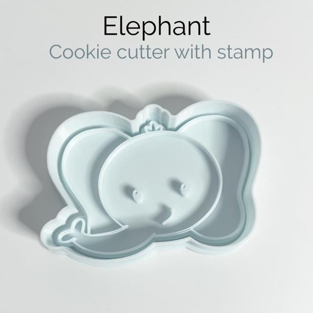 Elephant Face cookie cutter with stamp