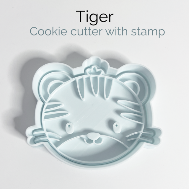 Tiger Face cookie cutter with stamp