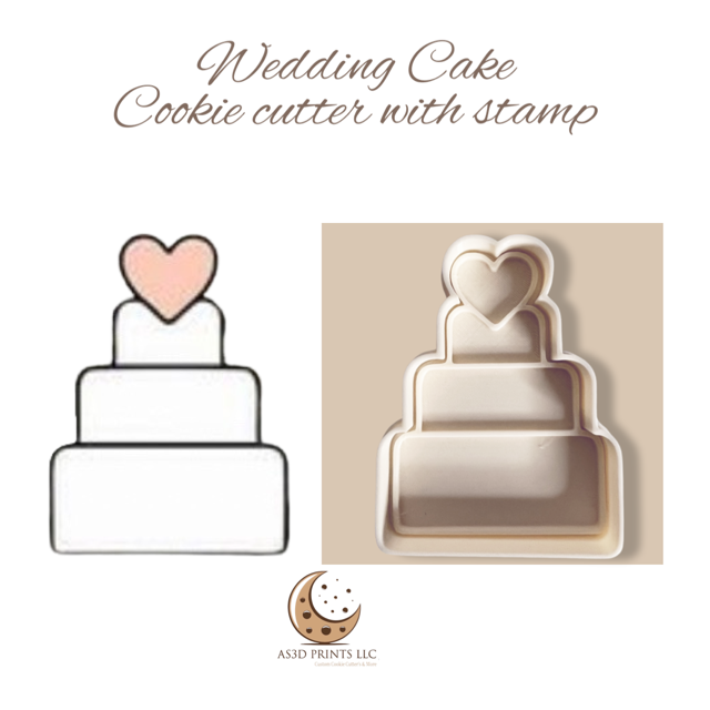 Wedding Cake design #1 cookie cutter with stamp